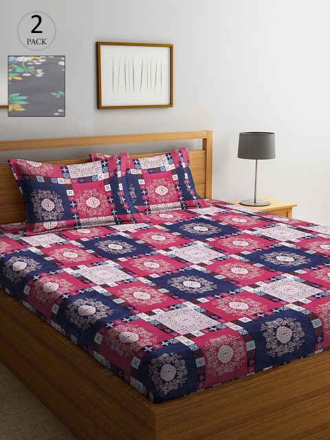 

KLOTTHE Geometric 210 TC 2 King Bedsheet with 4 Pillow Covers, Multi