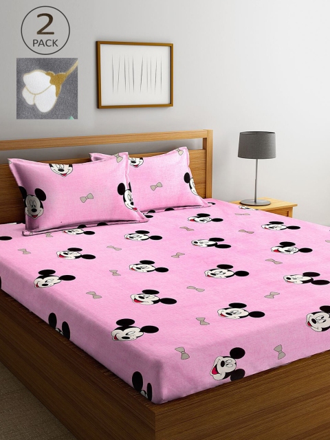 

KLOTTHE Cartoon Characters 210 TC 2 King Bedsheet with 4 Pillow Covers, Multi