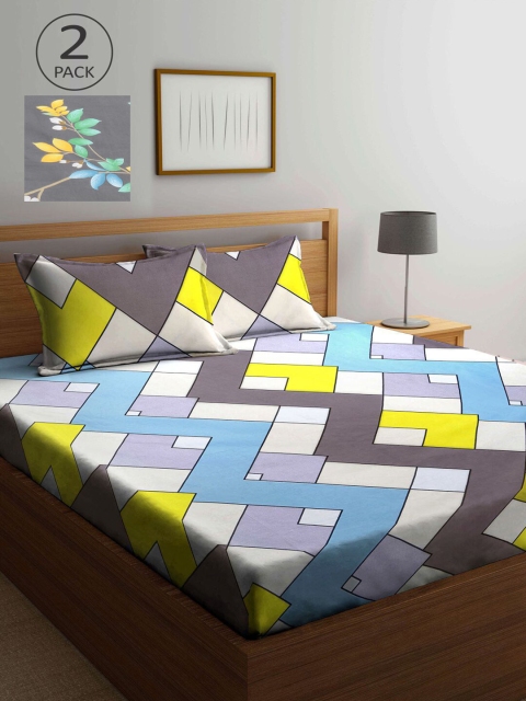 

KLOTTHE Geometric 210 TC 2 King Bedsheet with 4 Pillow Covers, Multi