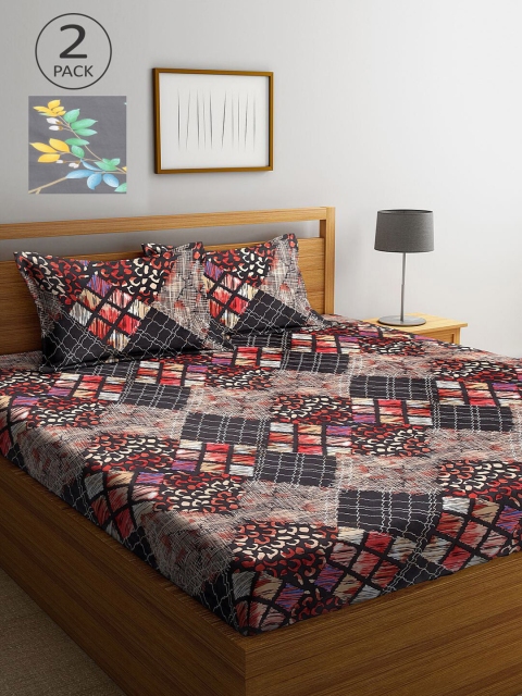 

KLOTTHE Geometric 210 TC 2 King Bedsheet with 4 Pillow Covers, Multi