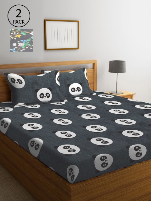 

KLOTTHE Cartoon Characters 210 TC 2 King Bedsheet with 4 Pillow Covers, Multi