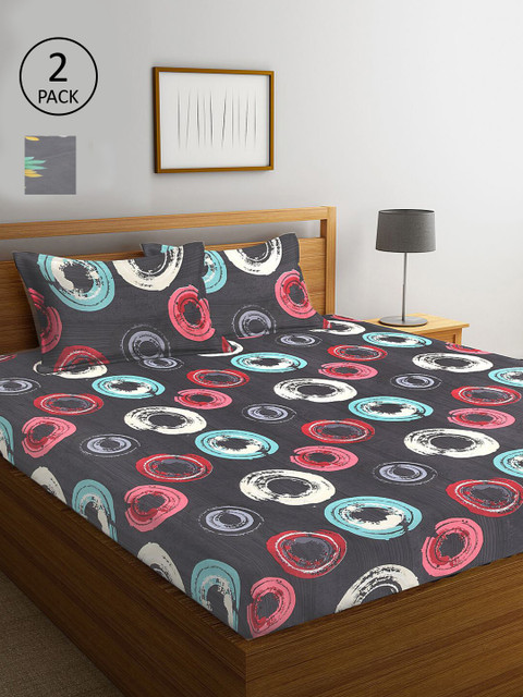 

KLOTTHE Multicoloured Geometric 210 TC 2 King Bedsheet with 4 Pillow Covers, Multi