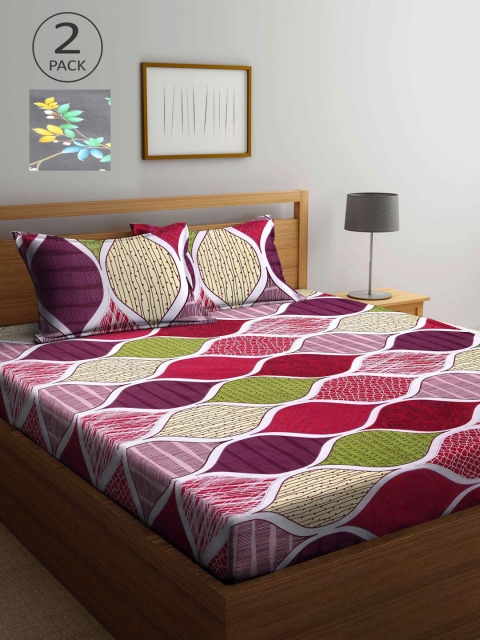 

KLOTTHE Geometric 210 TC 2 King Bedsheet with 4 Pillow Covers, Multi