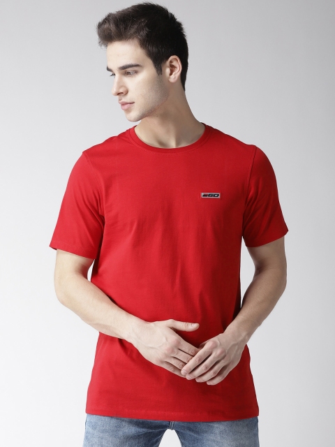 

2GO Men Red Solid Round Neck T-shirt