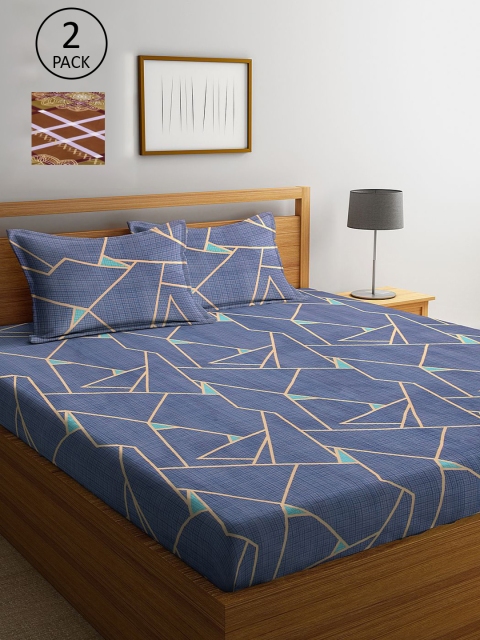 

KLOTTHE Multicoloured Geometric 210 TC 2 King Bedsheet with 4 Pillow Covers, Multi