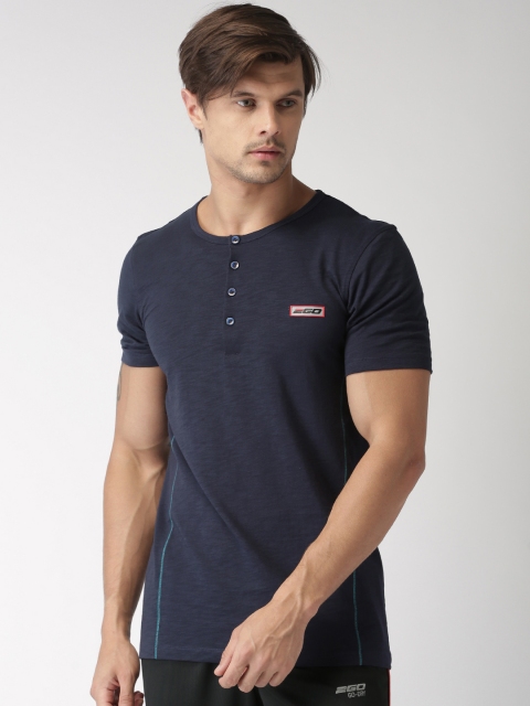 

2GO Men Navy Solid Henley T-shirt, Navy blue