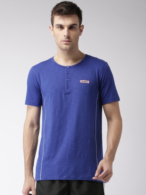

2GO Men Blue Solid Henley T-shirt