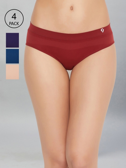 

C9 AIRWEAR Women Pack Of 4 Assorted Seamless Basic Briefs, Multi