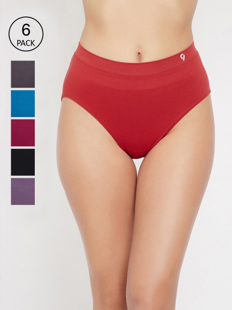 

C9 AIRWEAR Women Pack Of 6 Assorted Basic Briefs P80Drd_Lvt_Gry_Cpd_Tel_Blk
