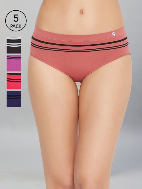 

C9 AIRWEAR Women Pack Of 5 Assorted Striped Basic Briefs, Multi