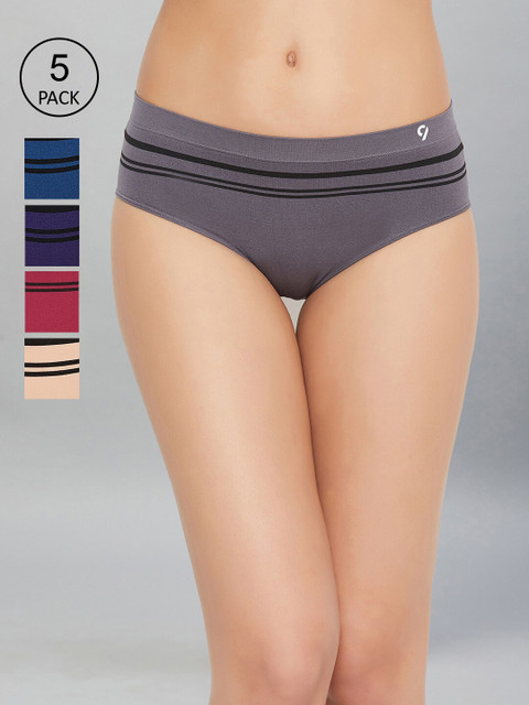 

C9 AIRWEAR Women Pack of 5 Assorted Solid Basic Briefs