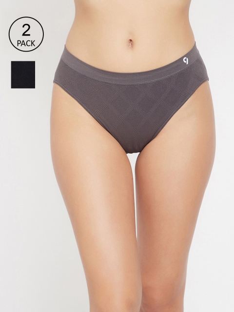 

C9 AIRWEAR Women Pack Of 2 Black & Grey Mid-Rise Basic Briefs