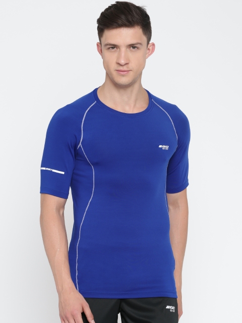 

2GO Men Blue Solid Performance T-shirt