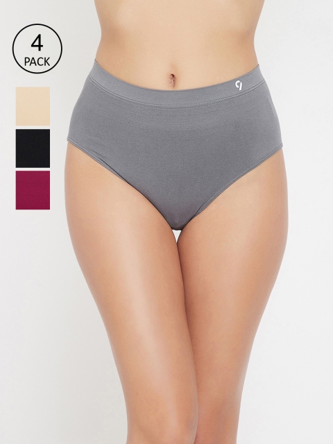 

C9 AIRWEAR Women Pack Of 4 Assorted Mid-Rise Basic Briefs, Grey