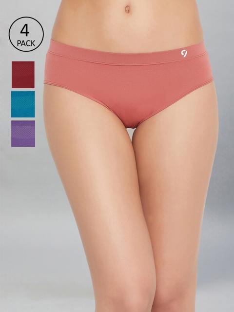 

C9 AIRWEAR Women Pack Of 4 Assorted Seamless Basic Briefs, Multi