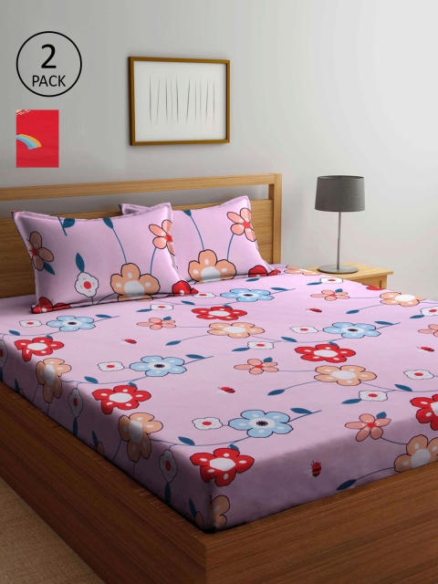 

KLOTTHE Multicoloured Floral 210 TC 2 King Bedsheet with 4 Pillow Covers, Multi