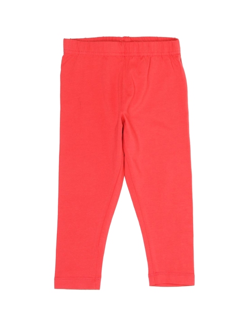 

Ethnicity Girls Coral Red Solid Cotton Ankle Length Leggings