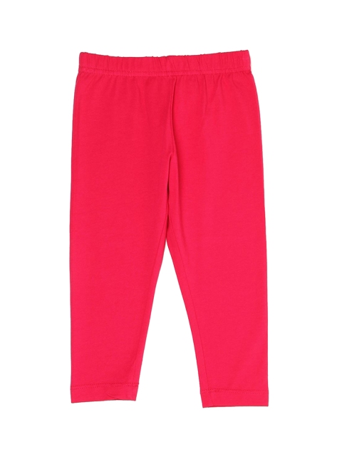 

Ethnicity Girls Pink Solid Cotton Ankle Length Leggings