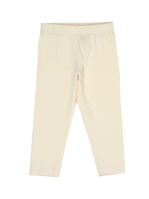 

Ethnicity Girls Off-White Solid Cotton Ankle-Length Leggings