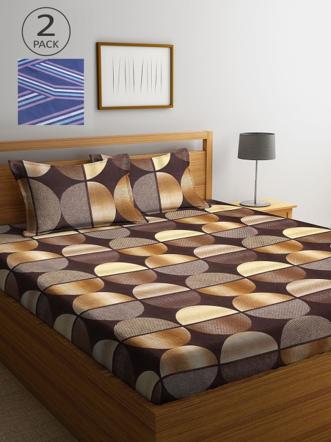 

KLOTTHE Multicoloured Geometric 210 TC 2 King Bedsheet with 4 Pillow Covers, Multi