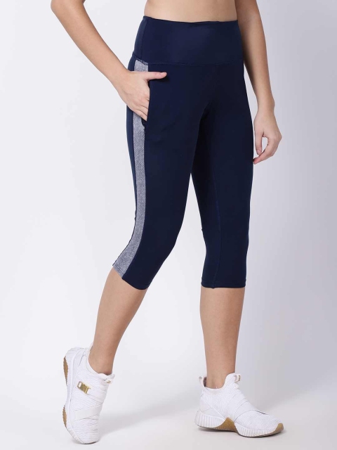 

STUDIOACTIV Women Navy Blue & White Tight Fit Capris