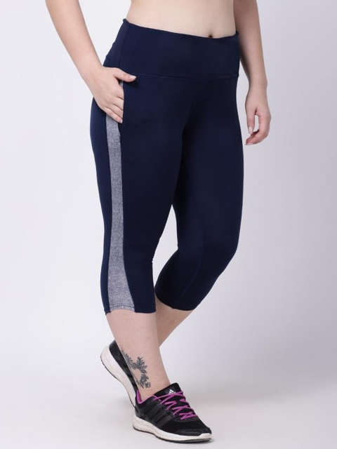 

STUDIOACTIV Women Navy Blue & Grey Colourblocked Capris