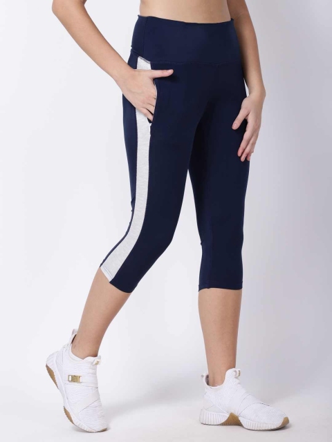 

STUDIOACTIV Women Navy Blue Striped Lycra Capris