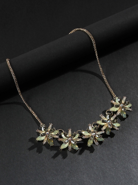 

Kazo Gold-Plated Green Stone Studded Necklace