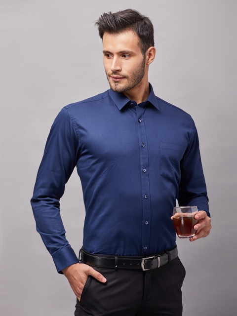 

Oxemberg Men Navy Blue Classic Slim Fit Casual Shirt