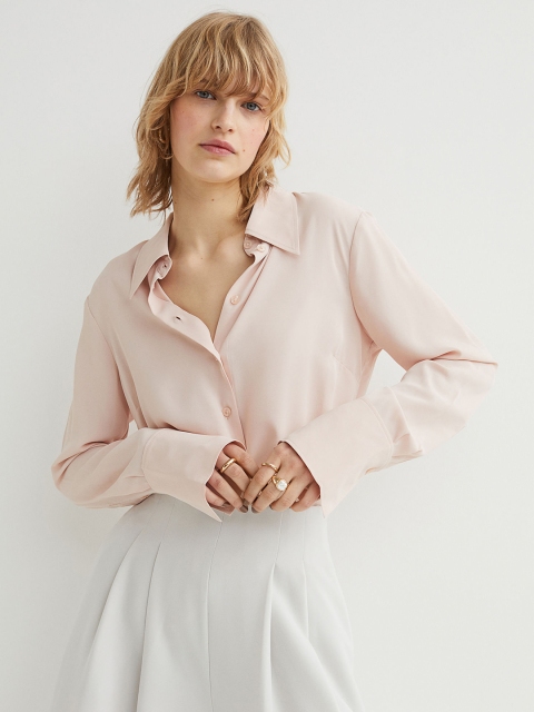 

H&M Women Pink Fitted Shirt