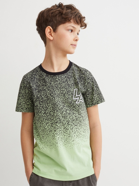 

H&M Green & Black Printed Cotton T-shirt