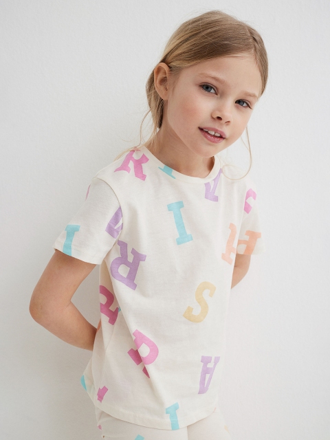 

H&M Girls 5 Pack Printed Jersey Tops, White