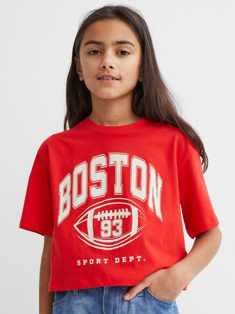 

H&M Girls Red Cropped Cotton Top