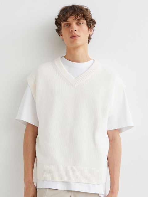 

H&M White Relaxed Fit Pima Cotton Sweater Vest