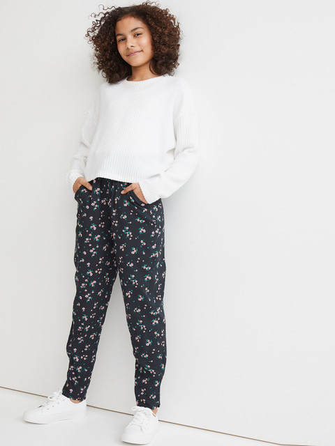 

H&M Girls Black Floral Printed Joggers