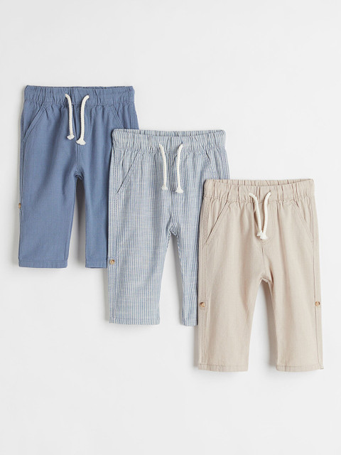 

H&M Boys Pack of 3 Blue & Beige Roll-Up Trousers