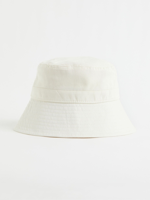 

H&M Women White Pure Cotton Wide-Brimmed Bucket Hat