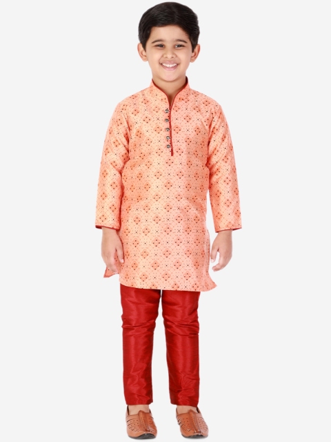 

Pro-Ethic STYLE DEVELOPER Boys Orange Ethnic Motifs Printed Kurta with Pyjamas
