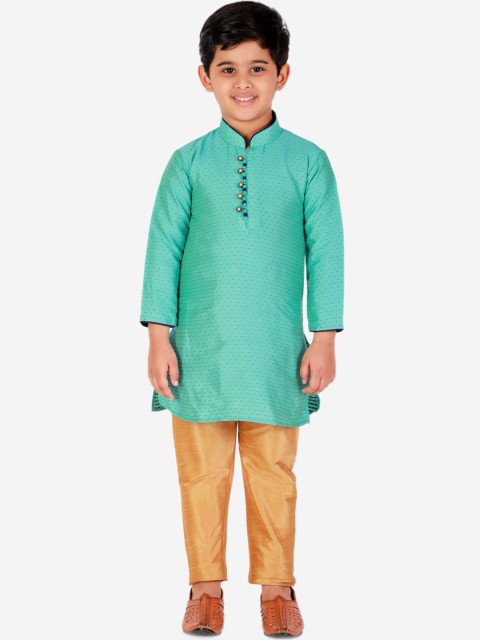 

Pro-Ethic STYLE DEVELOPER Boys Turquoise Blue & Gold-Toned Kurta With Pyjamas
