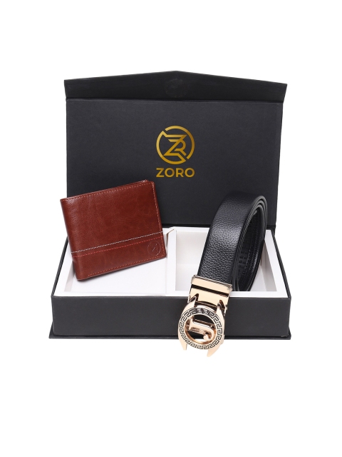 

ZORO Men Black & Brown Solid Wallet & Belt Accessory Gift Set