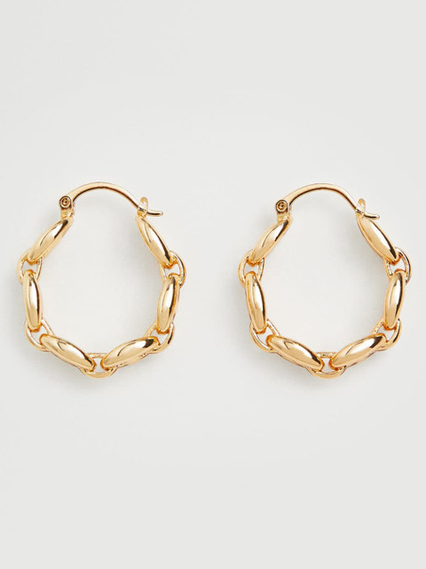 

MANGO Gold-Toned Link Circular Huggie Hoop Earrings