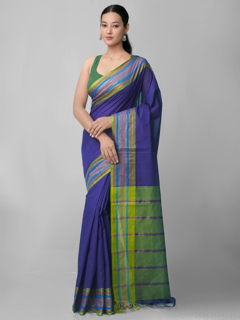 

Unnati Silks Blue & Green Pure Cotton Mangalagiri Saree