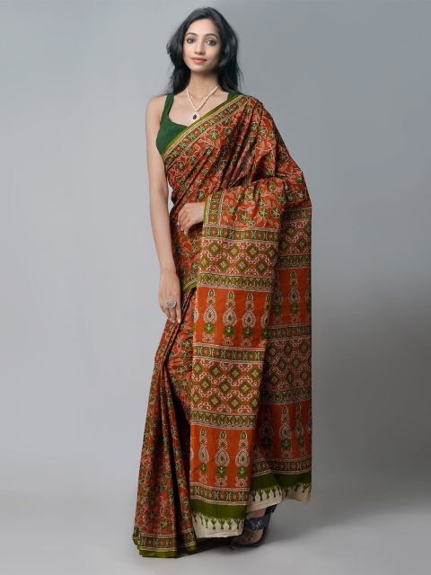 

Unnati Silks Red & Green Ethnic Motifs Pure Cotton Handloom Kovai Saree