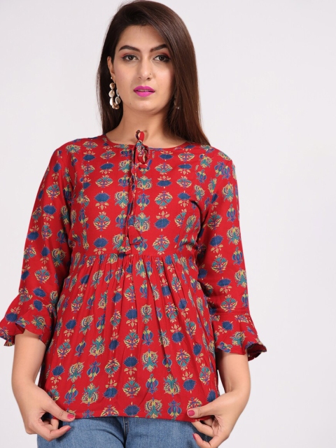 

KALINI Women Red & Blue Viscose Rayon Printed Tunic