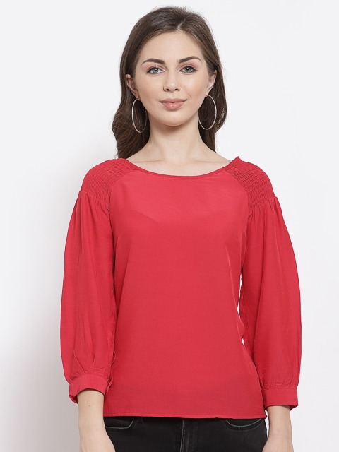 

Mafadeny Red Drop Shoulder Sleeves Top