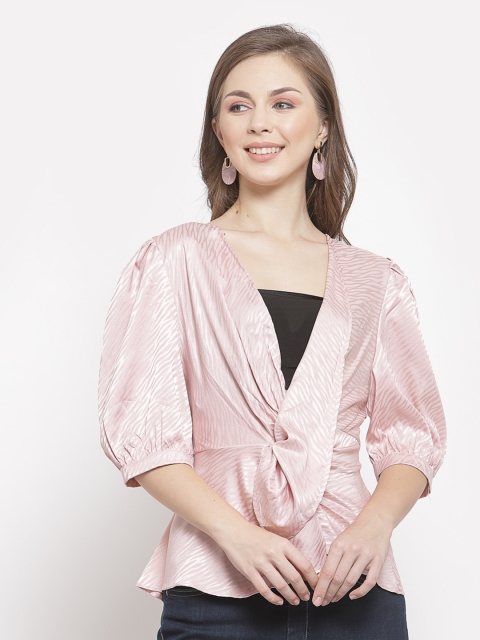

Mafadeny Peach-Coloured Peplum Top