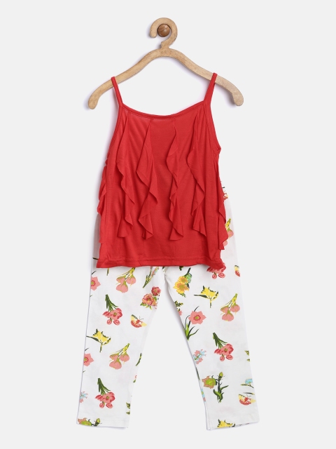 

Nauti Nati Girls Red & Off-White Ruffled Clothing Set