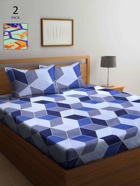 

KLOTTHE Multicoloured Geometric 210 TC 2 King Bedsheet with 4 Pillow Covers, Multi