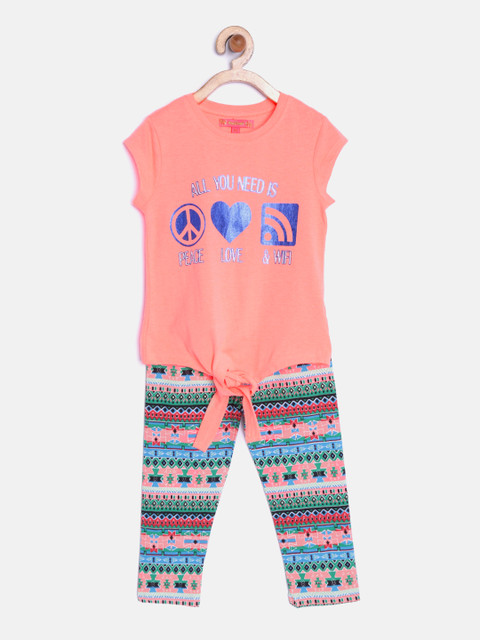 

Nauti Nati Girls Multicoloured Printed Clothing Set, Multi