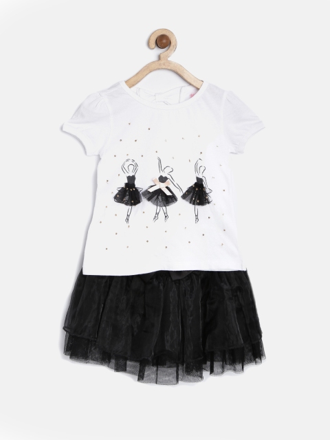 

Nauti Nati Girls White & Black Sequinned Clothing Set